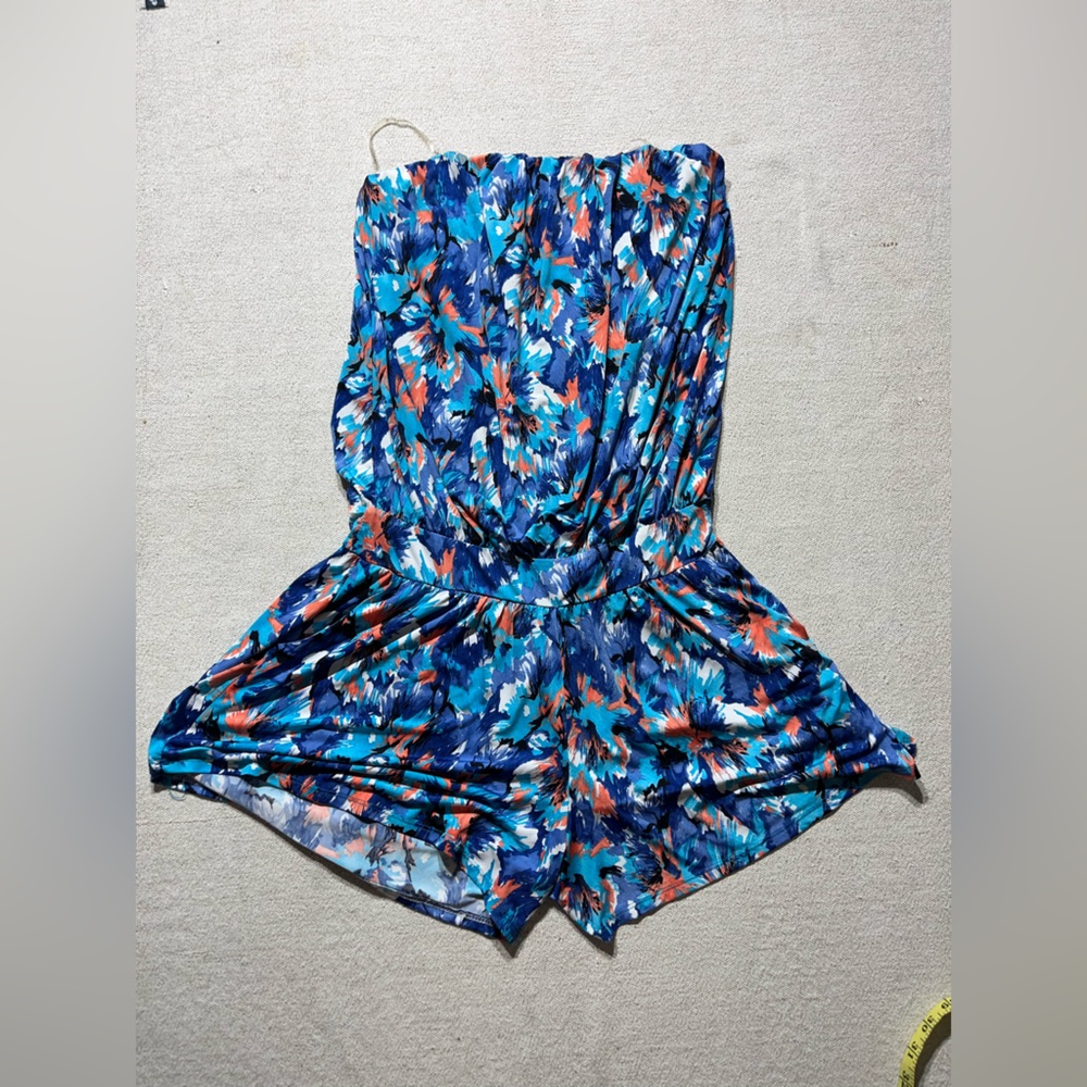 S-Twelve Flowy Slinky Watercolour Strapless Romper